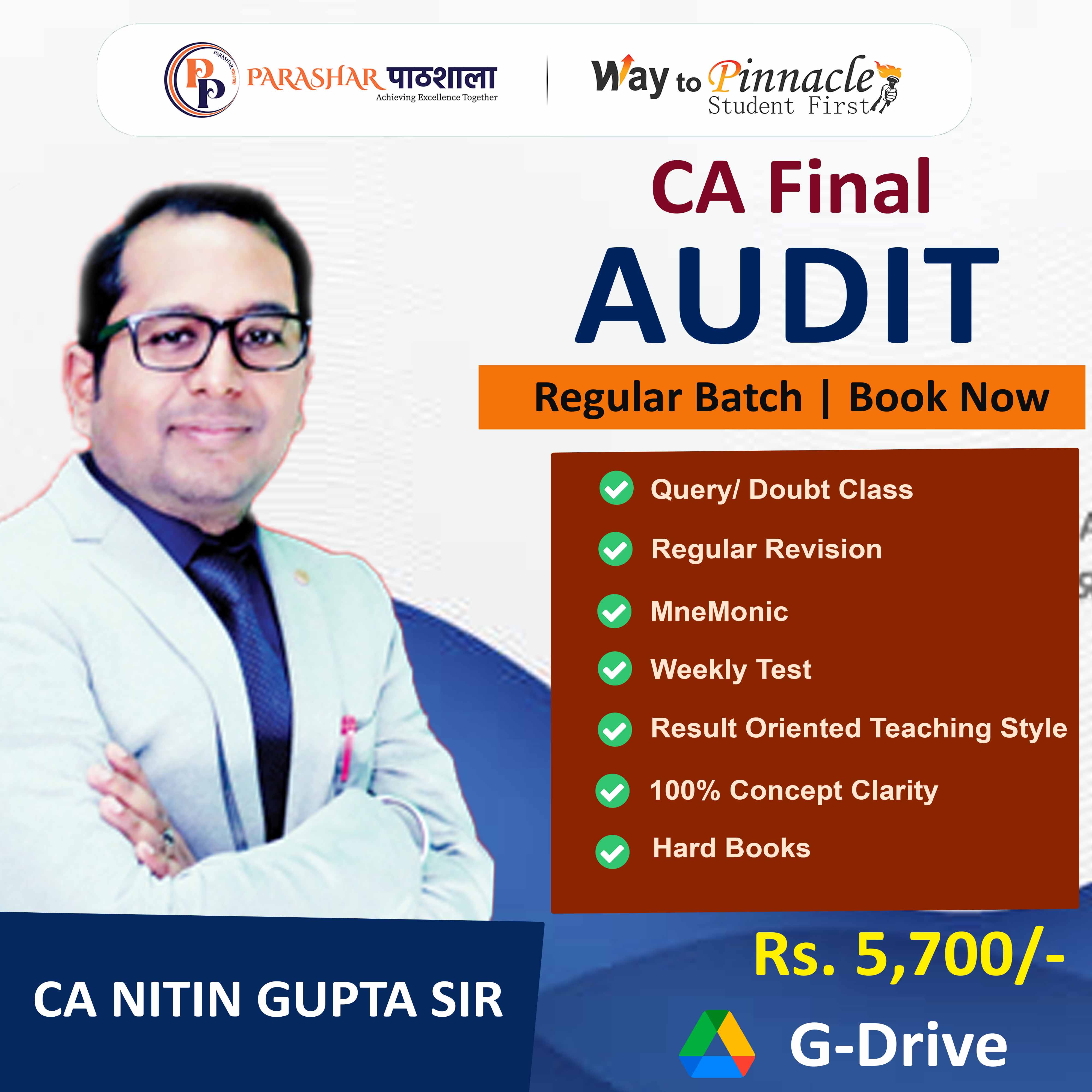 CA Final Audit Google Drive Classes by CA Nitin Gupta Sir For May 24 & Onwards - Full HD Video Lecture + HQ Sound
